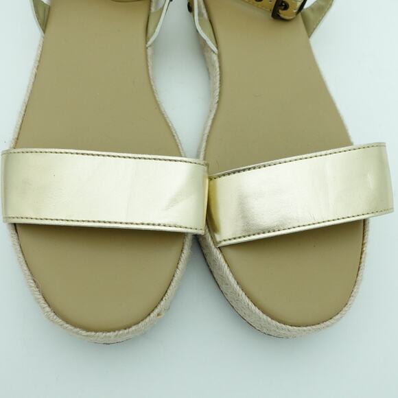 GAP Metallic Gold Platform Strappy Espadrille Comfort Sandals - Size 8.5 - Picture 3 of 9